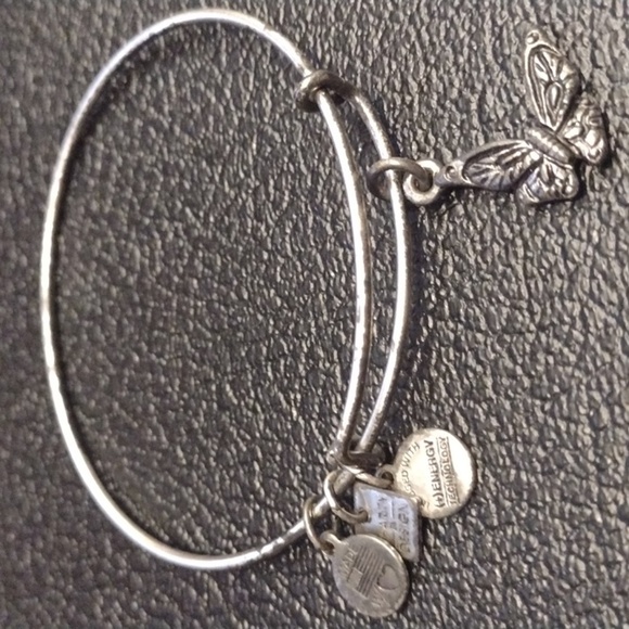 Alex and Ani Jewelry - Alex and Ani Butterfly Silver Charm Bracelet adjustable Bangle boho glam